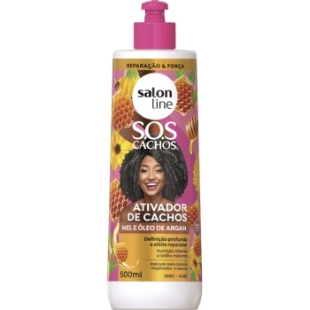 SOS CACHOS ATIVADOR CACHOS MEL E OLEO ARGAN 500ML SALON LINE