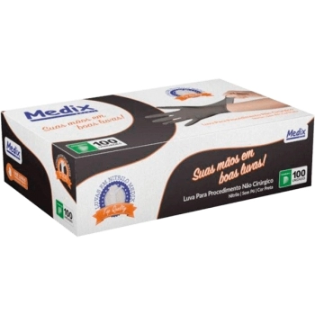 LUVA NITRILICA S/PO PRETA P 100UN MEDIX