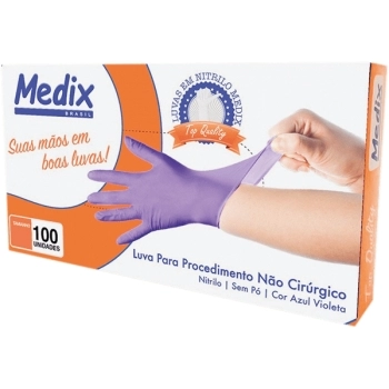 LUVA NITRILICA S/PO ROSA G 100UN MEDIX