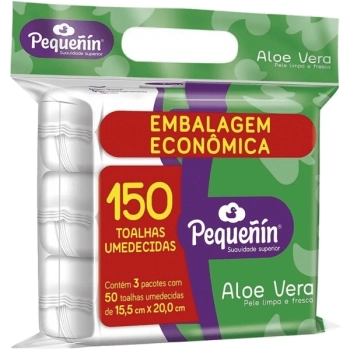 TOALHA UMED PEQUENIN ALOE VERA EMB ECONOMICA 150UND ESSITY