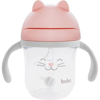 BUBA COPO CANUDO DISPOSITIVO C/ALCA GATINHO AZUL 220ML