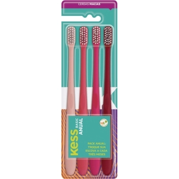 KESS PACK 4 ESCOVAS DENTAIS BASIC ANUAL MACIAS BELLIZ