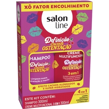 KIT SHAMP/CONDIC DEFINICAO CACHOS OSTENTACAO 300/300ML SALON LINE