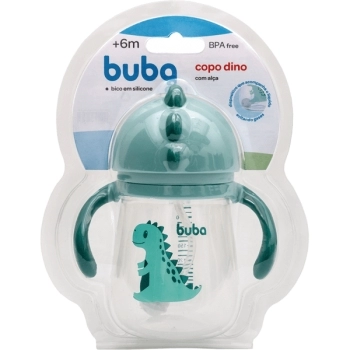 BUBA COPO CANUDO DISPOSITIVO C/ALCA DINO VERDE 240ML