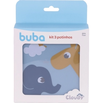 BUBA KIT 3 POTINHOS CLOUDY AZUL 240/380/550 ML