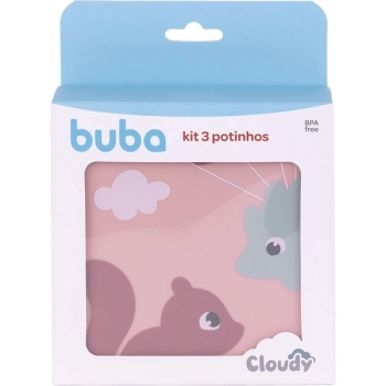 BUBA KIT 3 POTINHOS CLOUDY ROSA 240/380/550 ML