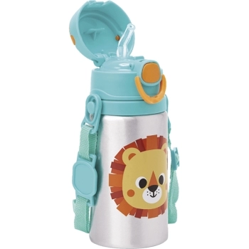 BUBA GARRAFINHA ALUMINIO C/CANUDO ZOO LEAO 450ML ( +3)