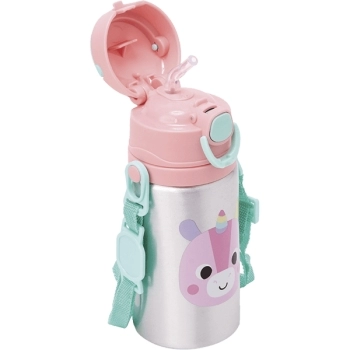 BUBA GARRAFINHA ALUMINIO C/CANUDO ZOO UNICORNIO 450ML ( +3)