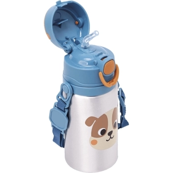 BUBA GARRAFINHA ALUMINIO C/CANUDO ZOO CACHORRO 450ML ( +3)
