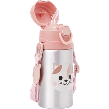 BUBA GARRAFINHA ALUMINIO C/CANUDO ZOO GATO 450ML ( +3)