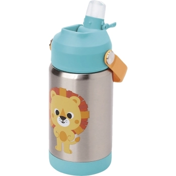 BUBA COPO PAREDE DUPLA C/CANUDO ZOO LEAO 360ML ( 3+ )