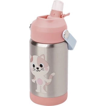 BUBA COPO PAREDE DUPLA C/CANUDO ZOO GATO 360ML ( 3+ )