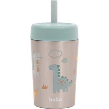 BUBA COPO TERMICO PAREDE DUPLA MAGIC DINO COM CANUDO 320ML