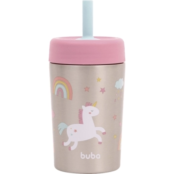 BUBA COPO TERMICO PAREDE DUPLA MAGIC UNICORNIO COM CANUDO 320ML