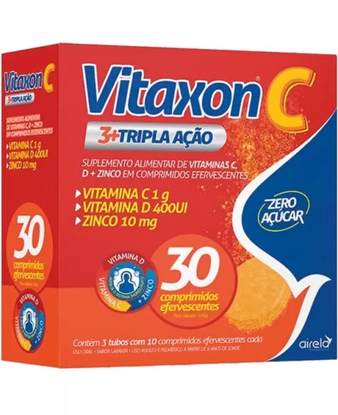 VITAXON IMUNO C 1G+400UI+10MG TRIPLA ACAO C/30CPR EFERVESC