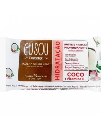 EU SOU TOALHA UMED DEMAQUILANTE HIDRATACAO COCO 25UN PARENTEX