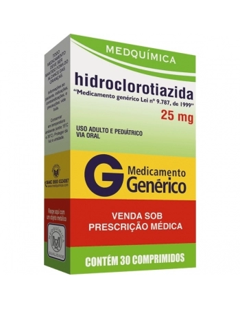 HIDROCLOROTIAZIDA 25 MG 30 CPR - GENÉRICO