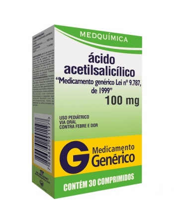 ÁCIDO ACETILSALICILICO 100MG C/ 30CPR - GENÉRICO