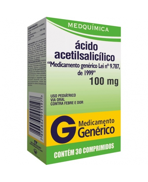 ÁCIDO ACETILSALICILICO 100MG C/ 30CPR - GENÉRICO