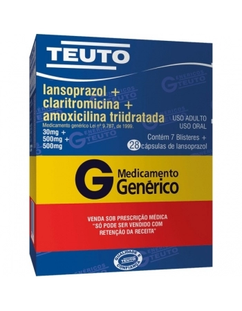G.LANSOPRAZOL+CLARITR+AMOX TRIIDR 28CPS TEUTO