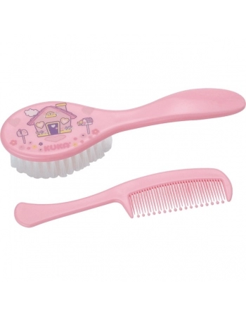 KUKA CONJUNTO P/CABELO ESCOVA+PENTE ROSA