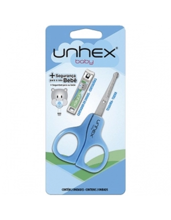 KIT TESOURA + CORTADOR UNHEX BABY AZUL MERHEJE