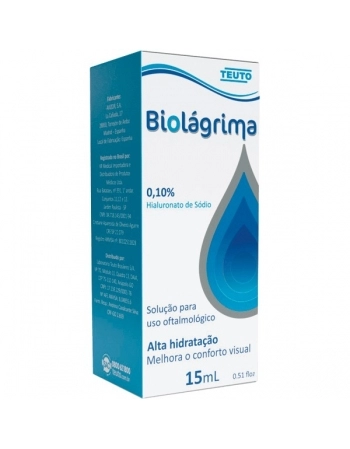 BIOLAGRIMA 0,10% SOL P/OLHOS E LENTE CONTATO FR 15ML TEUTO