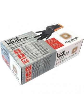 LUVA NITRILICA S/PO PRETA P 100UN DESCARPACK