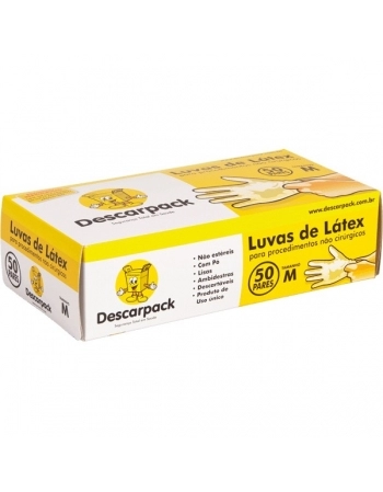 LUVA PROCED LATEX C/PO NAO CIRURG TAM M 100UN DESCARPACK