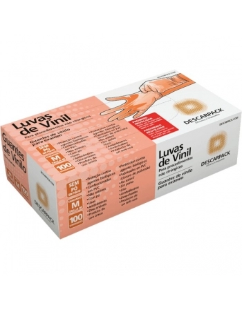 LUVA DE VINIL S/PO TAM M 50 PARES DESCARPACK