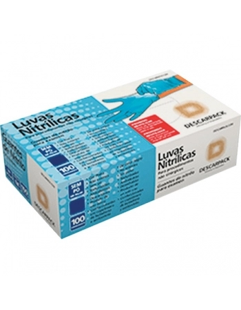 LUVA NITRILICA S/PO AZUL M 100UN DESCARPACK