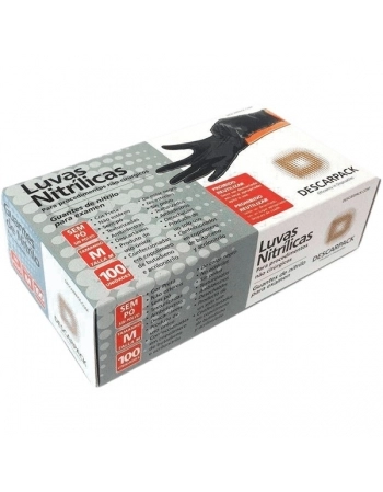 LUVA NITRILICA S/PO PRETA M 100UN DESCARPACK