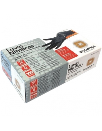 LUVA NITRILICA S/PO PRETA G 100UN DESCARPACK