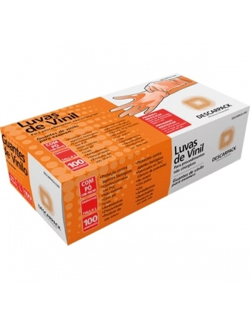 LUVA DE VINIL C/PO TAM M 50 PARES DESCARPACK
