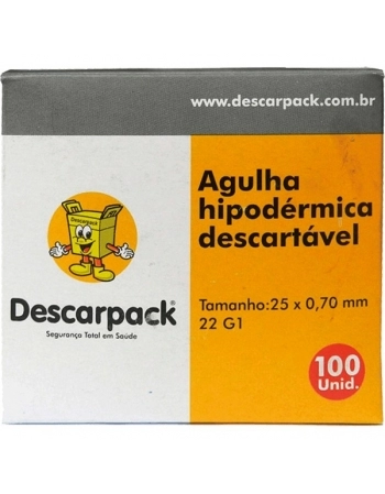 AGULHA HIPODERMICA DESCART 25X0,70 CINZA 100UN DESCARPACK