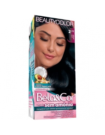 BEAUTY COLOR COL CREME BELA & COR KIT S/ AMONIA 2.11 PRETO AZULADO