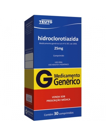 HIDROCLOROTIAZIDA 25MG 30 CPR - GENÉRICO