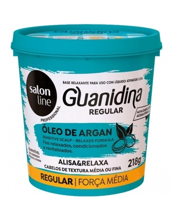 GUANIDINA REGULAR OLEO DE ARGAN CABELOS MEDIOS OU FINOS 218GR SALON LINE