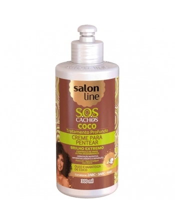 CREME PARA PENTEAR SOS CACHOS COCO TRATAMENTO PROFUNDO 300ML SALON LINE