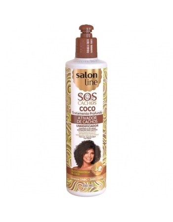 ATIVADOR DE CACHOS SOS CACHOS COCO TRATAMENTO PROFUNDO 300ML SALON LINE