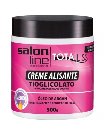 CREME ALISANTE COM OLEO DE ARGAN MEDIO ALISA E RELAXA 500GR SALON LINE