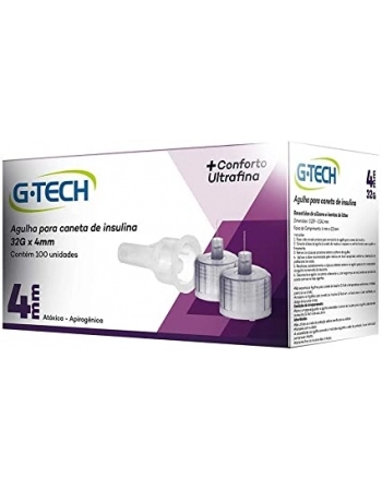 AGULHA PARA CANETA DE INSULINA G-TECH 4MM 32G CAIXA