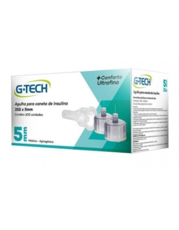 AGULHA PARA CANETA DE INSULINA G-TECH 5MM 31G CAIXA