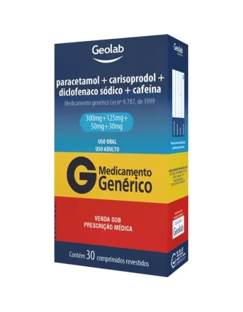 PARAC+CARISOP+DICLOF SOD+CAF 300+125+50+30MG 30 CPR - GENÉRICO