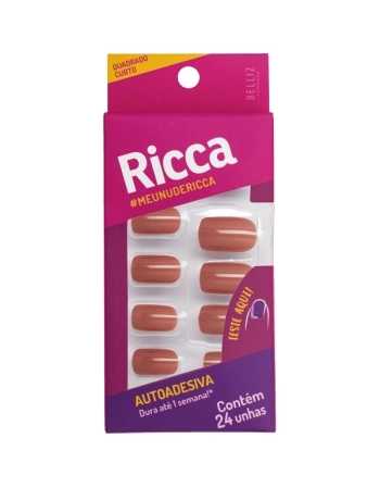 RICCA UNHAS AUTOADESIVAS NUDE LATTE BELLIZ