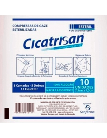 COMPRESSA DE GAZE ESTERIL 10 UND 13 FIOS