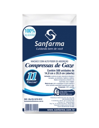 PACOTE COMPRESSA DE GAZE 11 FIOS 500 UND