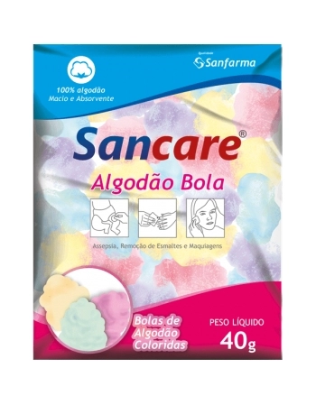 SANCARE ALGODAO BOLA COLORIDO 40GR SANFARMA