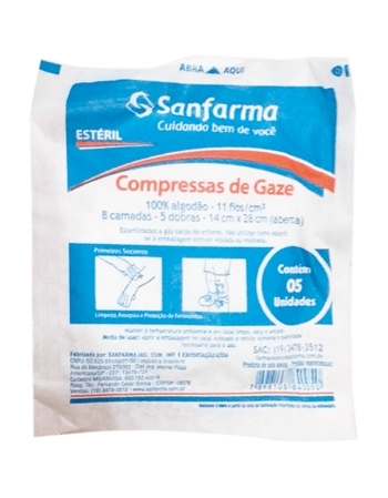 COMPRESSA CURATIVO CIRURGICO 5 UND ESTERIL CICATRISAN 10X10 CM