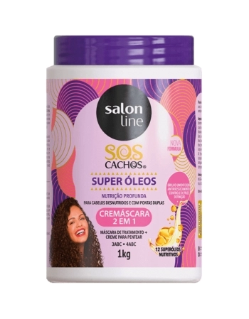 CREMÁSCARA 2 EM 1 SOS CACHOS SUPER ÓLEOS 1KG SALON LINE